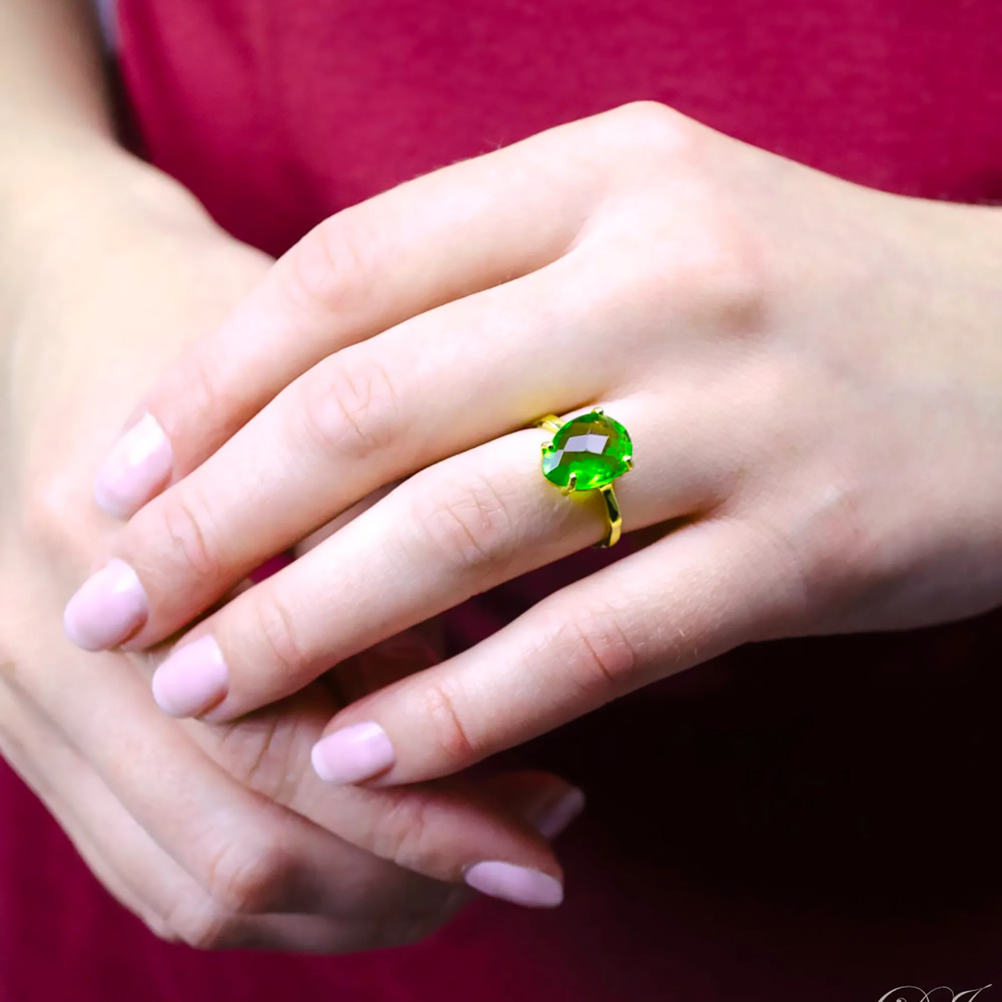 Citrine Teardrop Prong Set Ring • November Birthstone