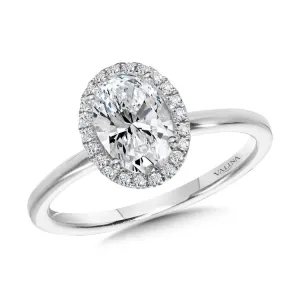 Classic Straight Oval Halo Engagement Ring