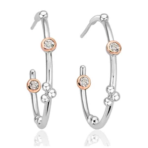 Clogau Celebration Silver & Rose Gold Half Hoop Earrings