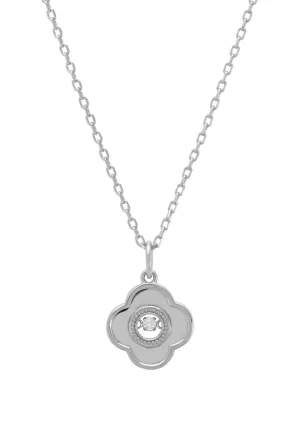 Clover Floating Stone Necklace Silver