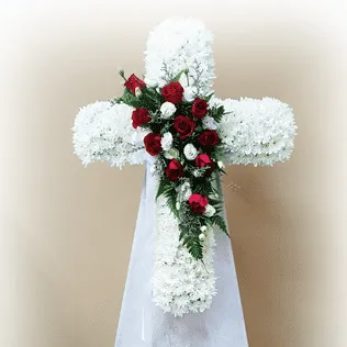 Cross Wreath with Fresh Cut Roses  | C425