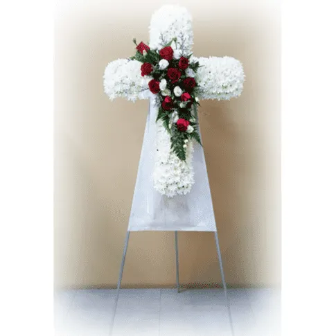 Cross Wreath with Fresh Cut Roses  | C425