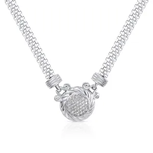 CZ Round Italian Necklace with Secure Lobster Lock in Sterling Silver