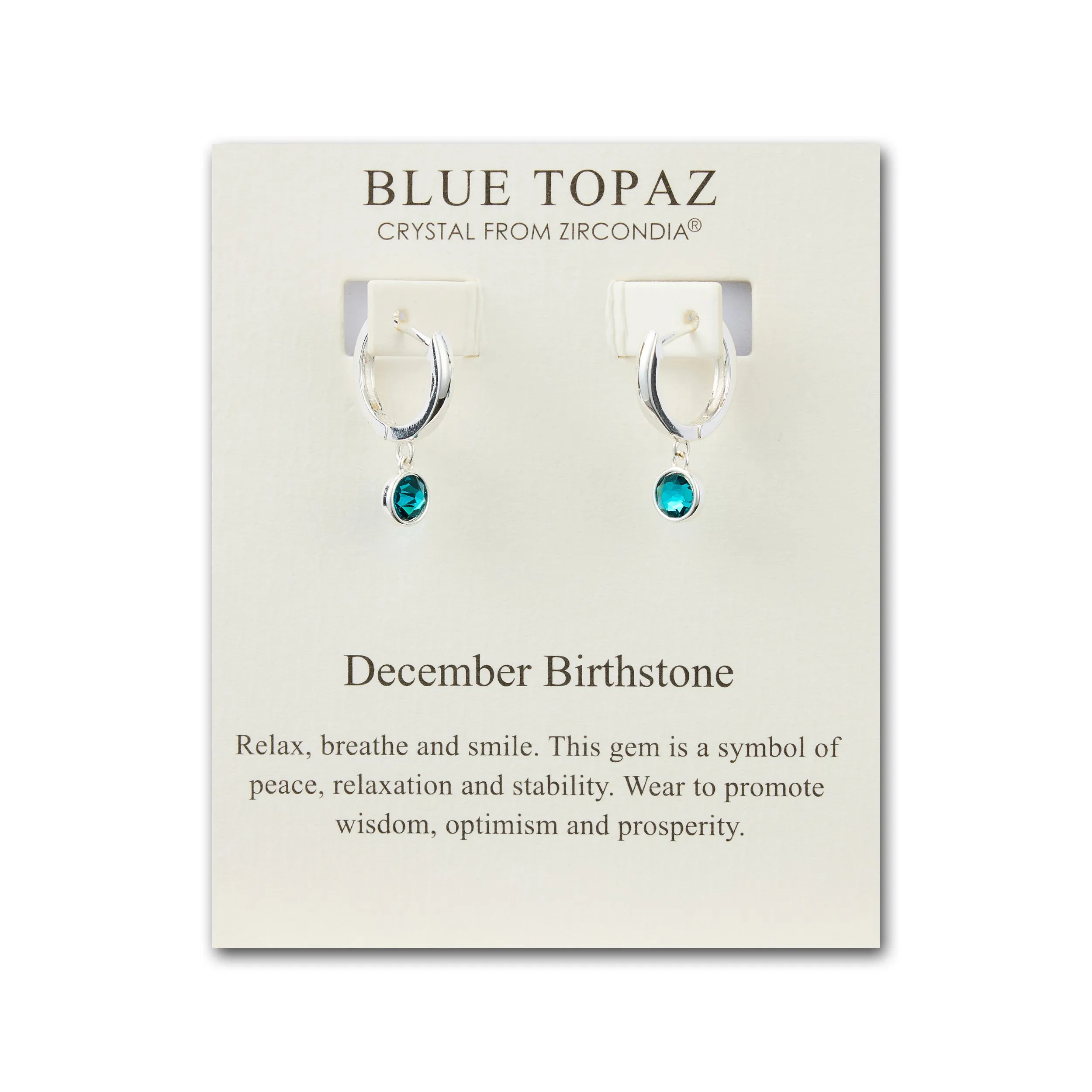 December Birthstone Hoop Earrings Created with Blue Topaz Zircondia® Crystals