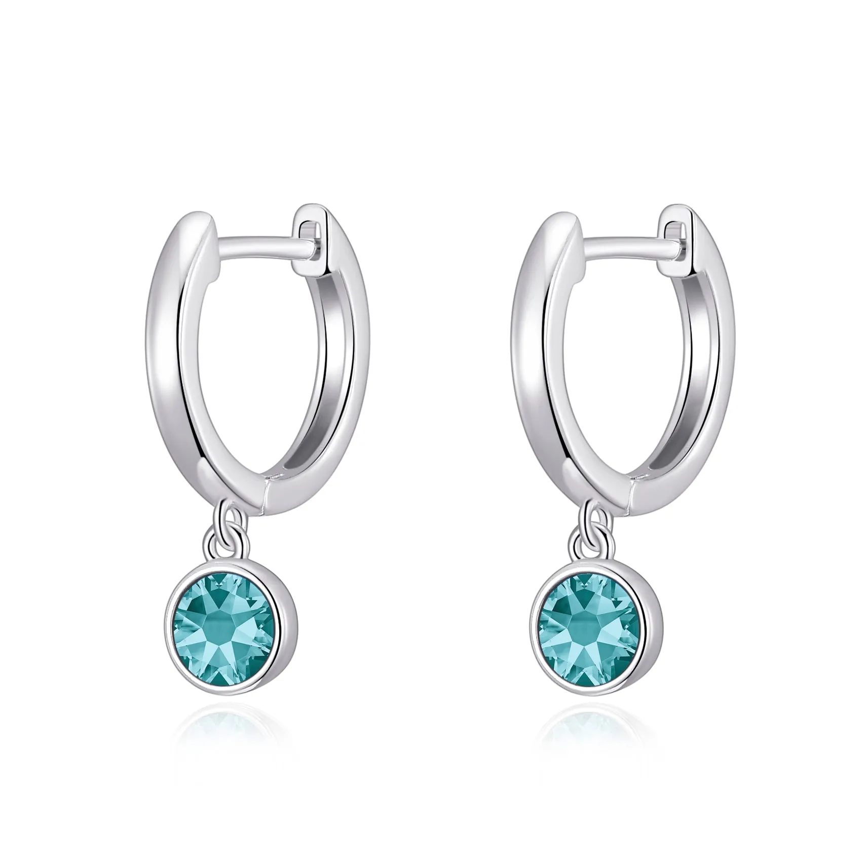 December Birthstone Hoop Earrings Created with Blue Topaz Zircondia® Crystals