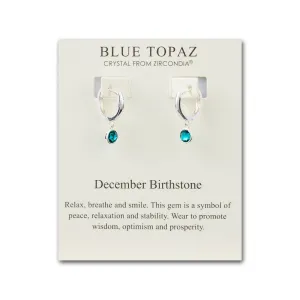 December Birthstone Hoop Earrings Created with Blue Topaz Zircondia® Crystals