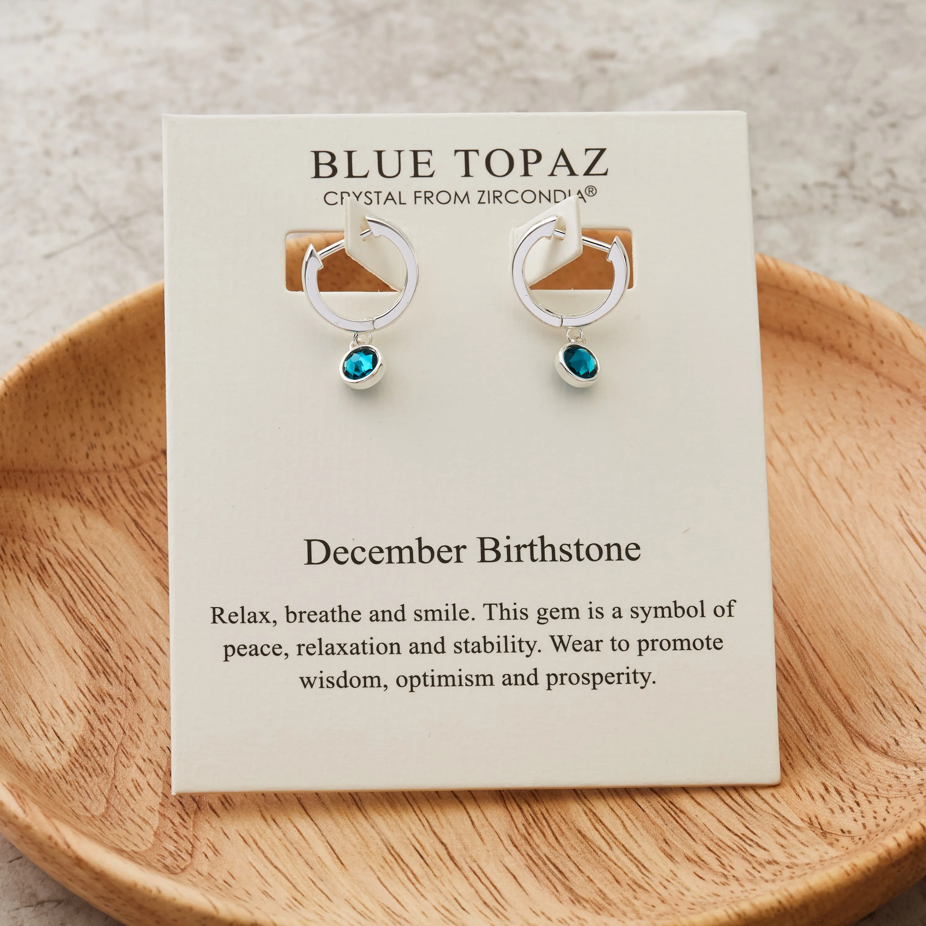 December Birthstone Hoop Earrings Created with Blue Topaz Zircondia® Crystals