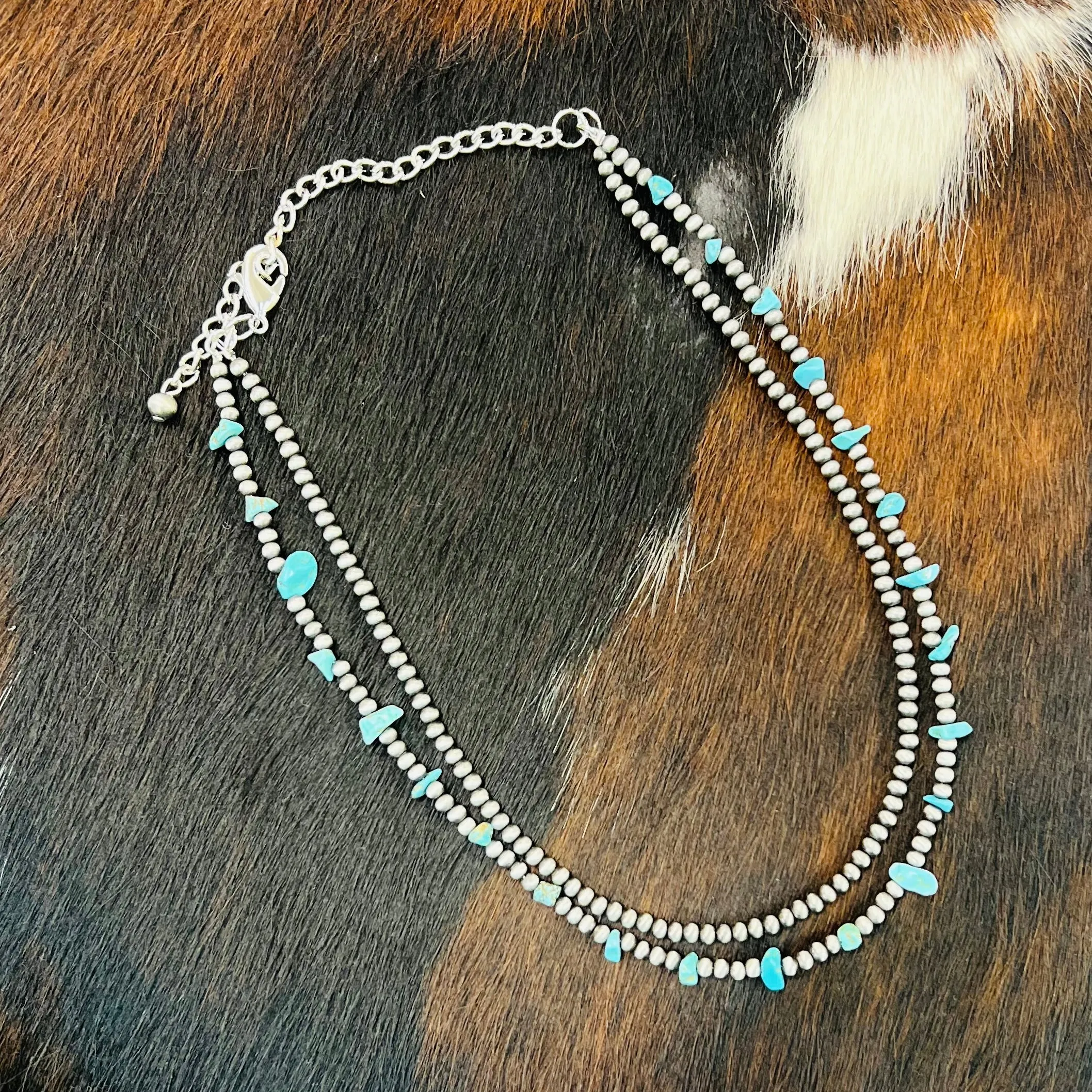 Double Or Nothing Turquoise Beaded Necklace