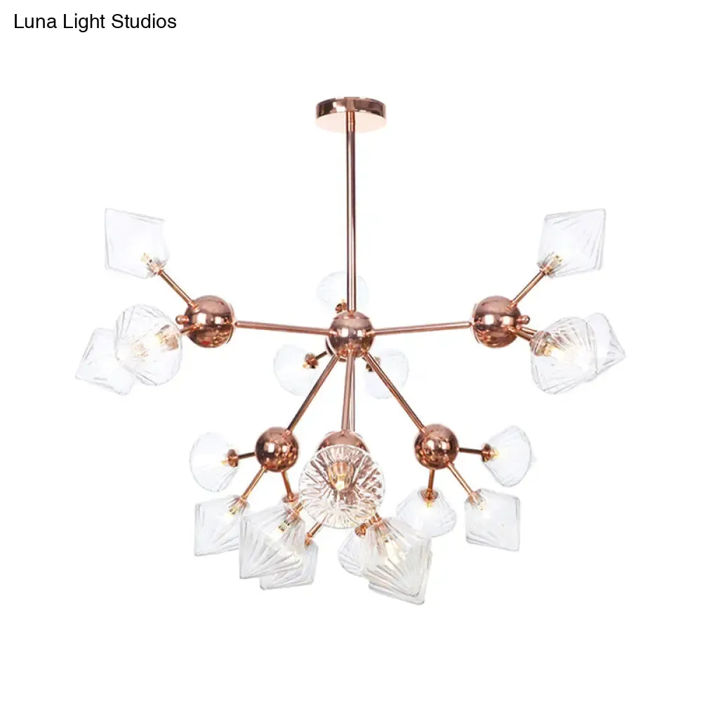 Farmhouse Style Diamond Chandelier: Amber/Clear Glass, Multiple Light Options, 13"/27.5"/34" Wide