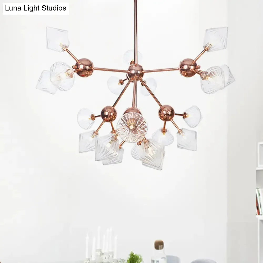 Farmhouse Style Diamond Chandelier: Amber/Clear Glass, Multiple Light Options, 13"/27.5"/34" Wide