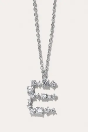 Glitchy E - Cubic Zirconia and Rhodium Plated Pendant