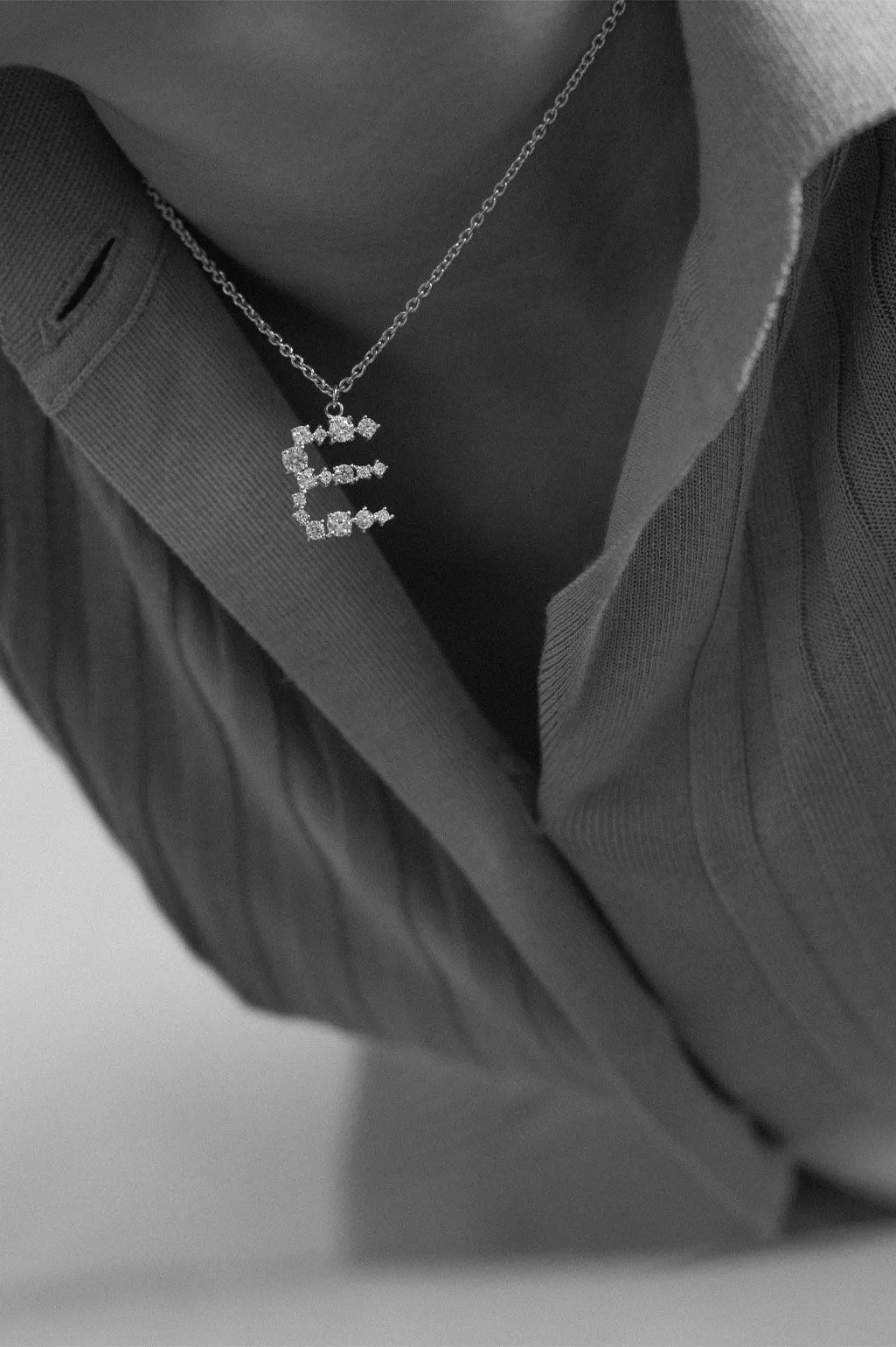 Glitchy K - Cubic Zirconia and Rhodium Plated Pendant