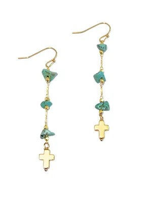 Grace Gemstone Cross Earrings