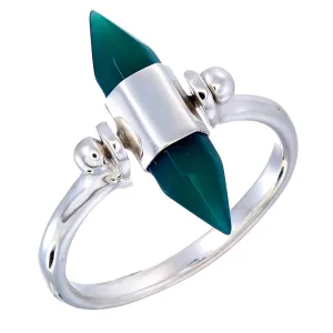 GREEN ONYX SWIVEL RING - SILVER