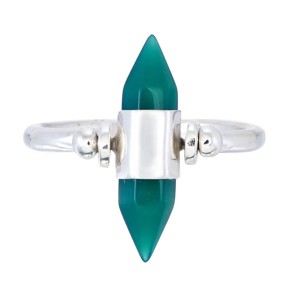 GREEN ONYX SWIVEL RING - SILVER