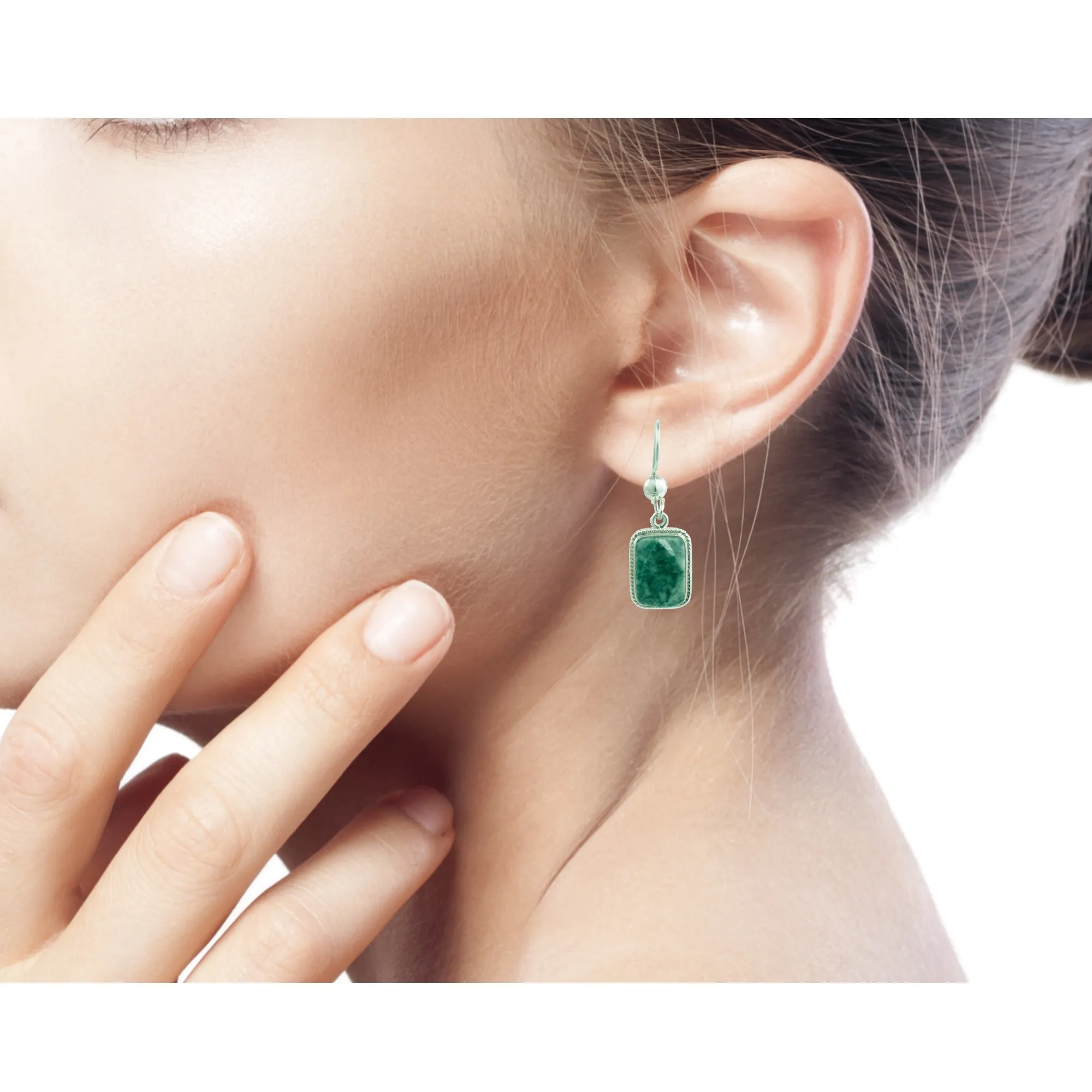 Guatemala Artisan Crafted Jade and Sterling Silver Earrings - Green Nuances | NOVICA