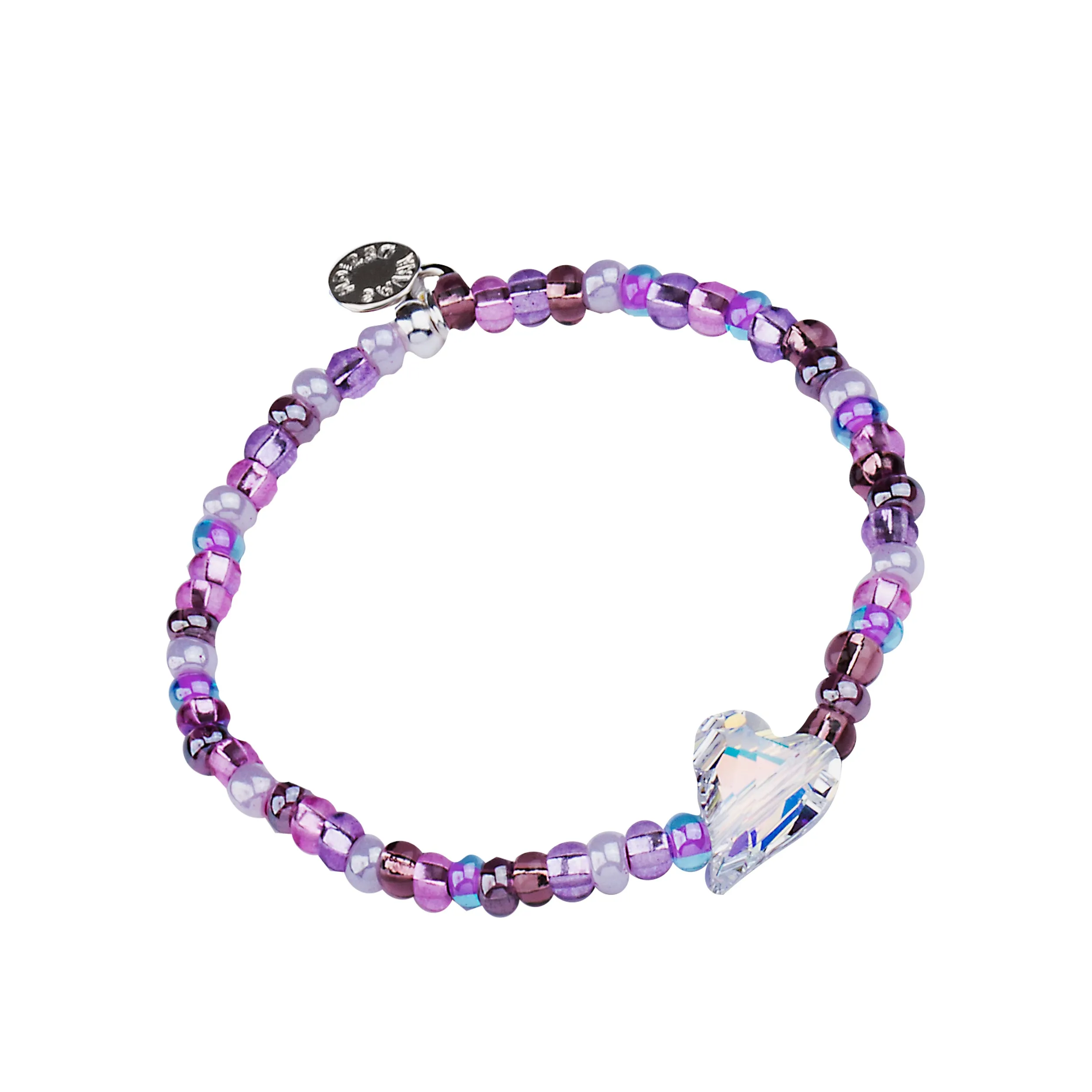 Heart - Amore - Child | Stone Beaded Charm Bracelet | Amethyst - Love