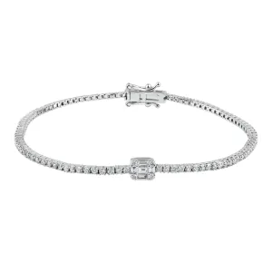 Illusion Emerald Shape Diamond Tennis Bracelet