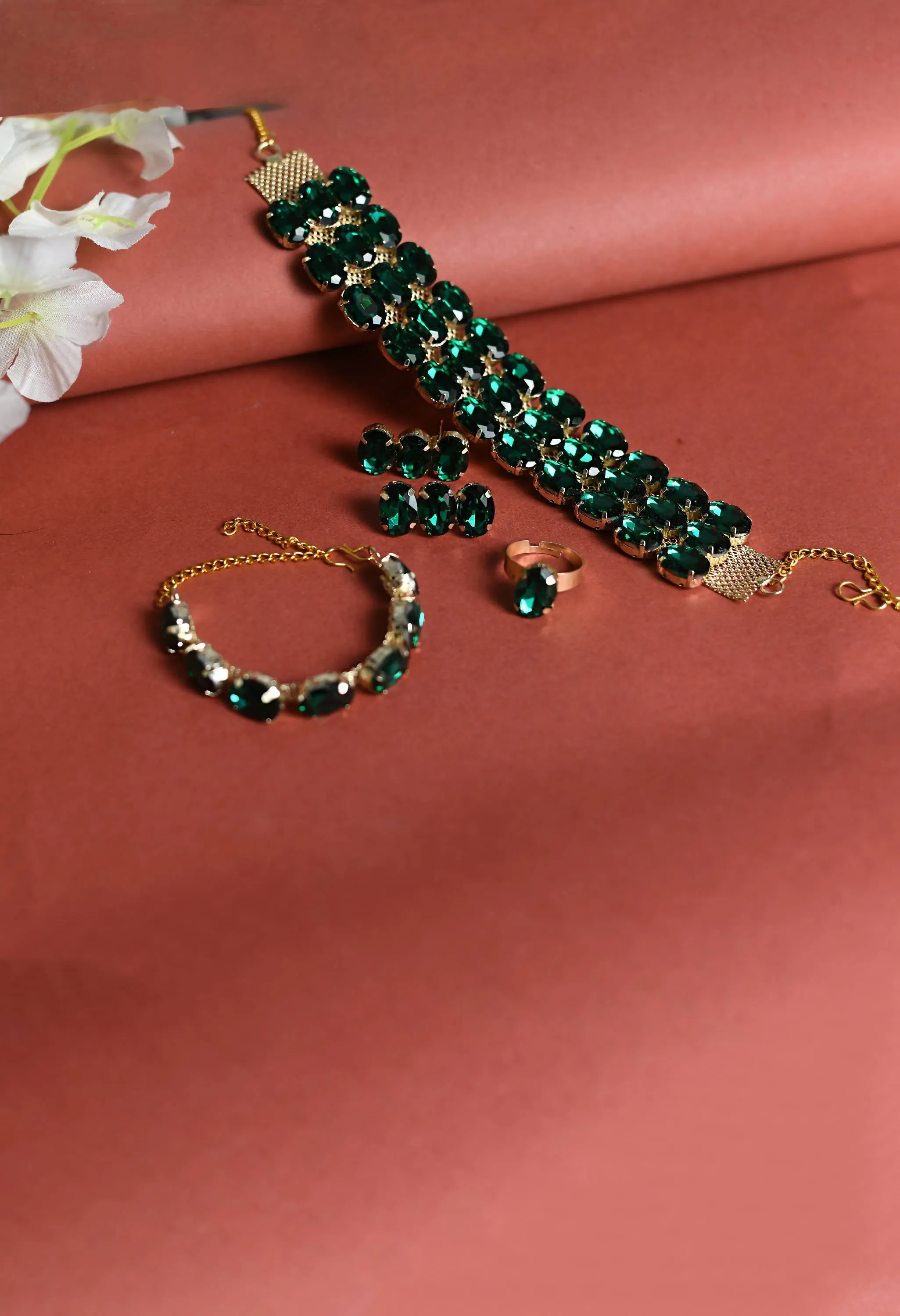 Johar Kamal Designer Choker Set with Earrings, Bracelet and Ring Jkms_167