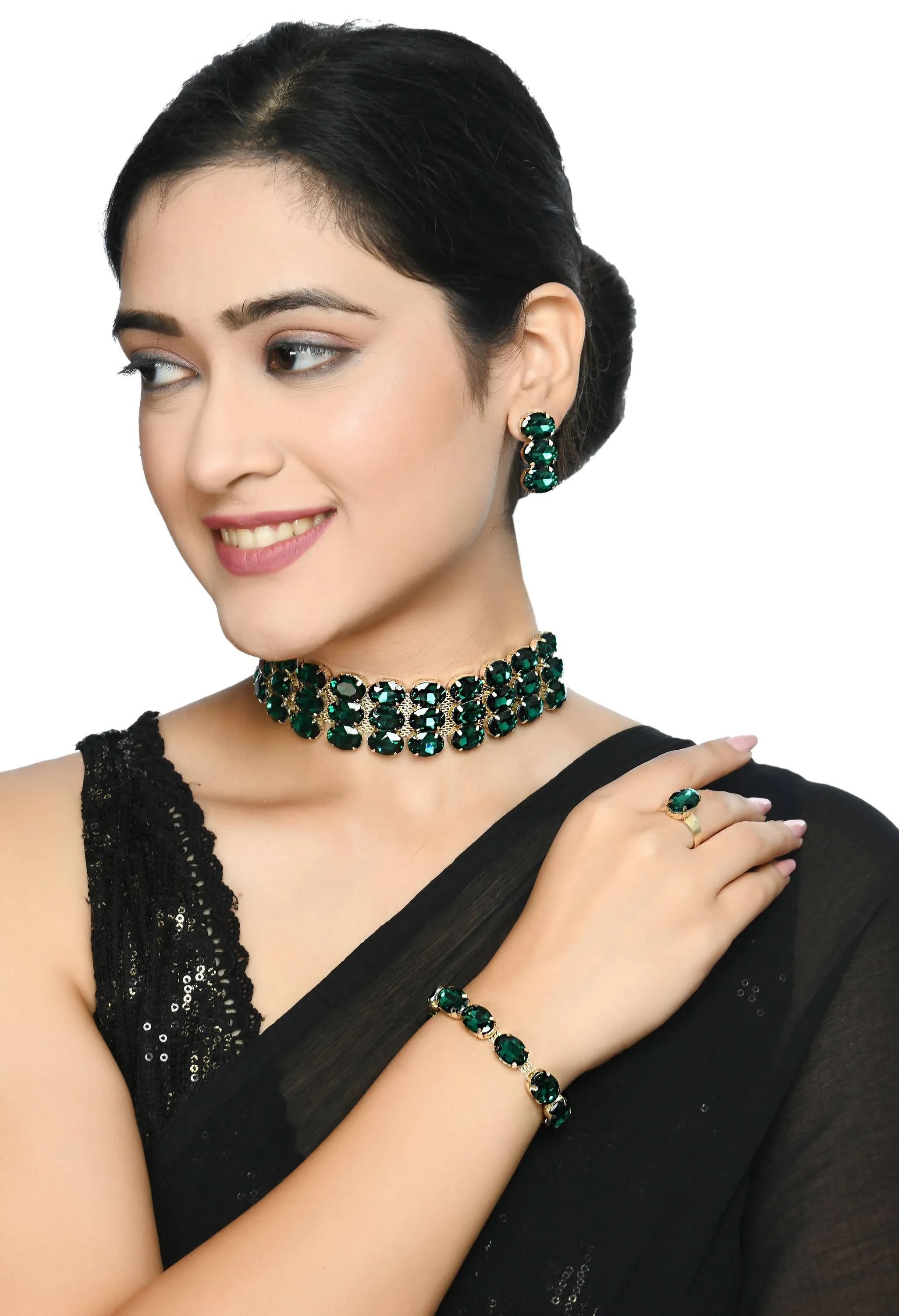 Johar Kamal Designer Choker Set with Earrings, Bracelet and Ring Jkms_167