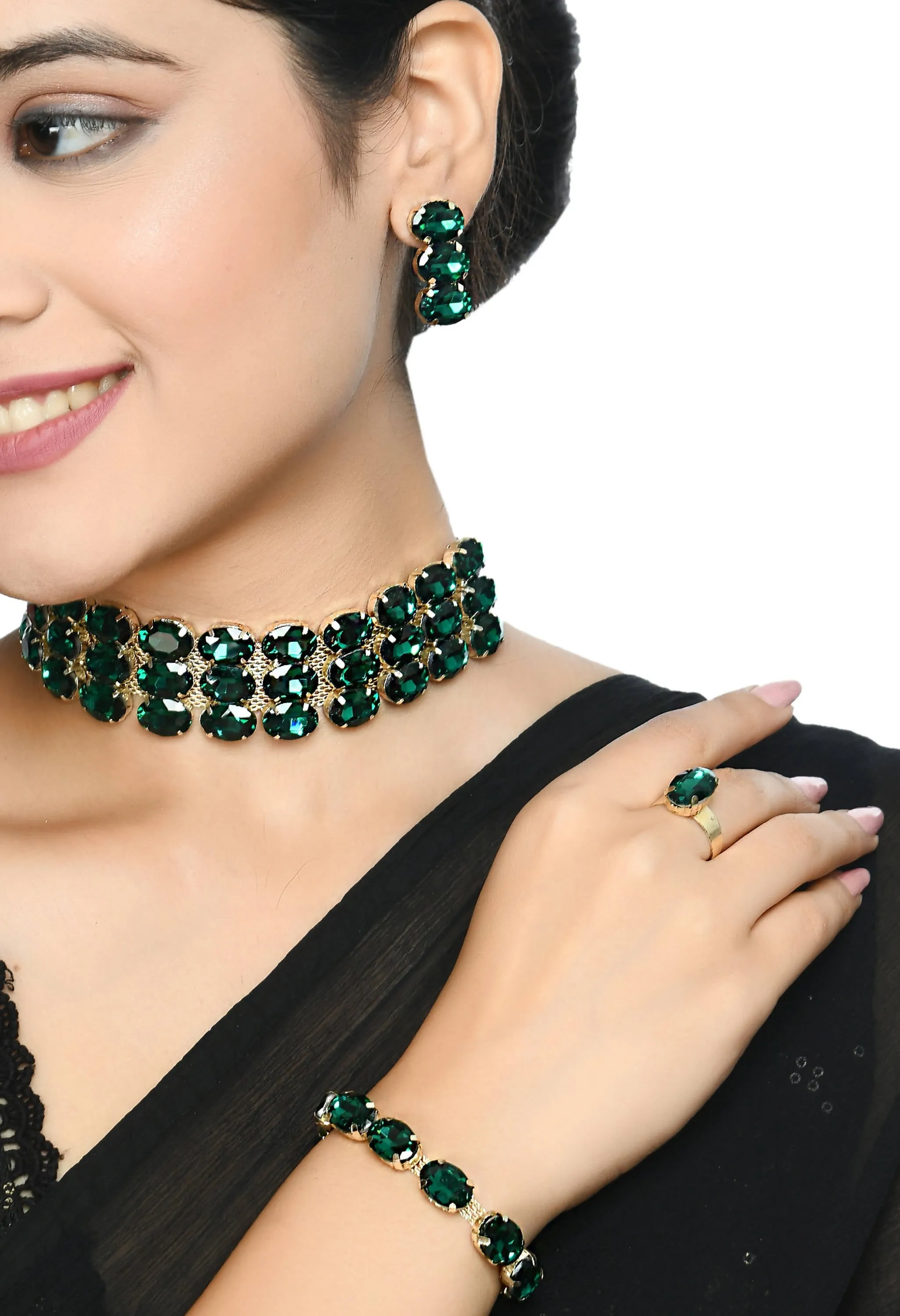 Johar Kamal Designer Choker Set with Earrings, Bracelet and Ring Jkms_167