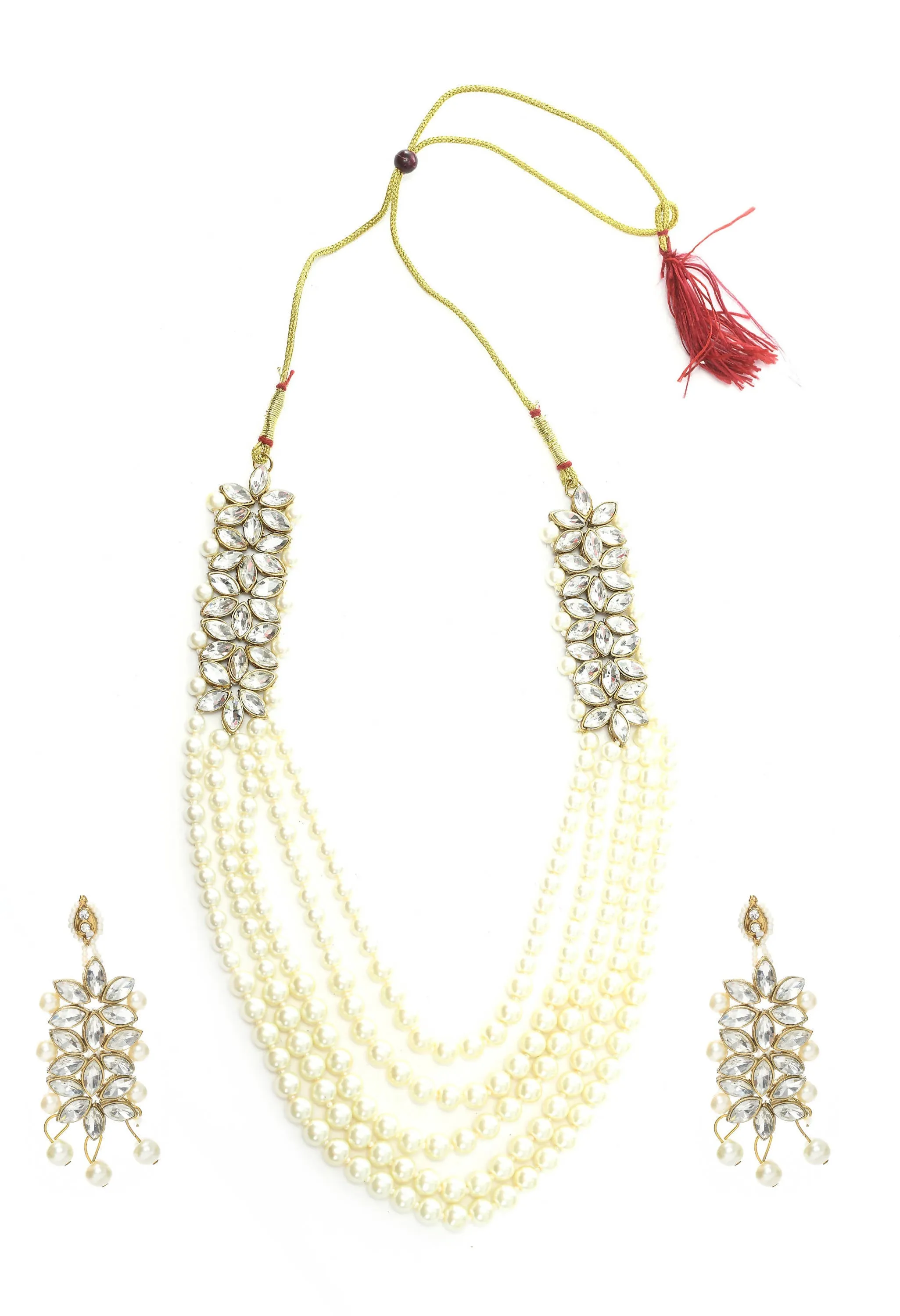 Johar Kamal Gold Plated with stone and pearls Combo Necklace Set Jkms_128