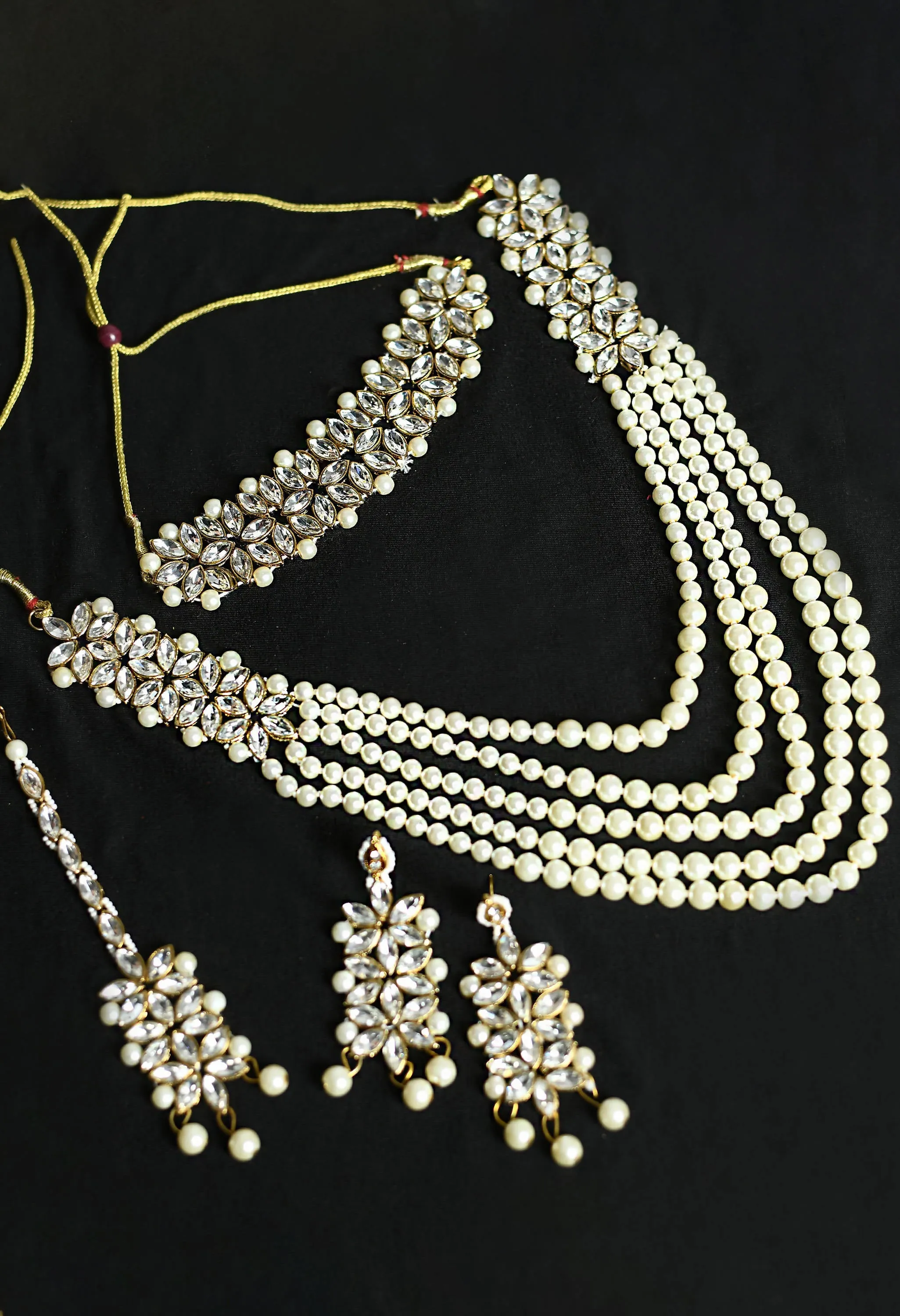 Johar Kamal Gold Plated with stone and pearls Combo Necklace Set Jkms_128