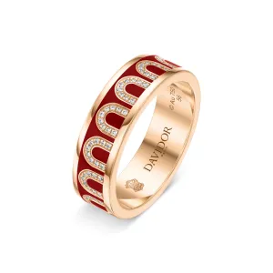 L'Arc de DAVIDOR Ring MM, 18k Rose Gold with DAVIDOR Bordeaux Lacquered Ceramic and Arcade Diamonds