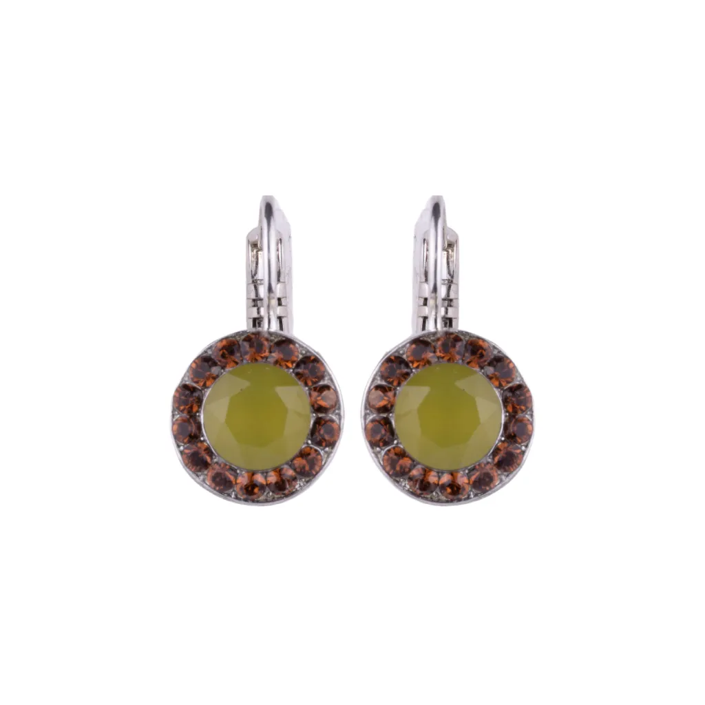 Large Halo Leverback Earrings "Terra"- Rhodium