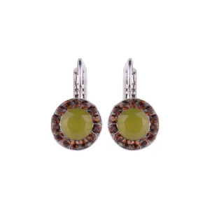 Large Halo Leverback Earrings "Terra"- Rhodium