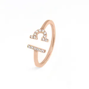 Libra Ring with CZ Stones - Rose Gold