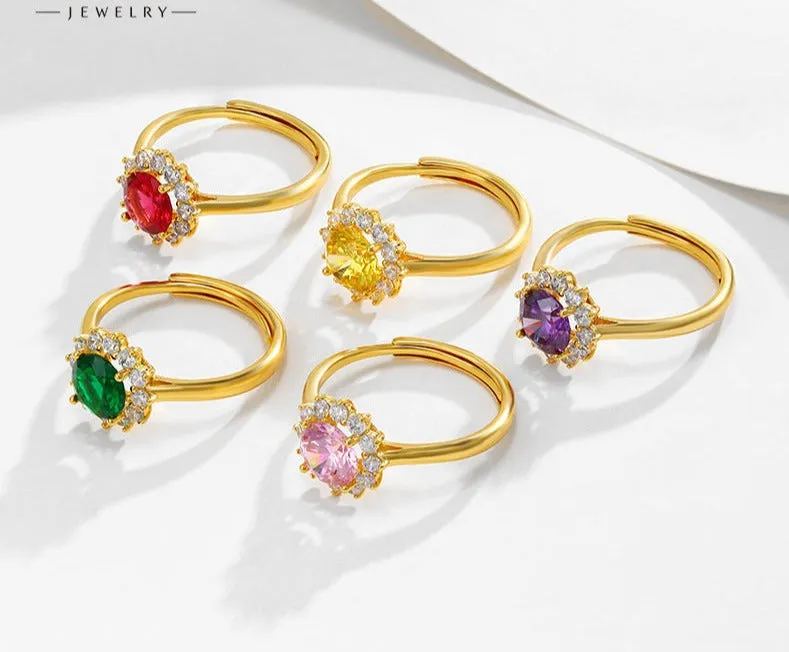 Light luxury jewelry imitation colorful treasure series sunflower emerald ring women's niche