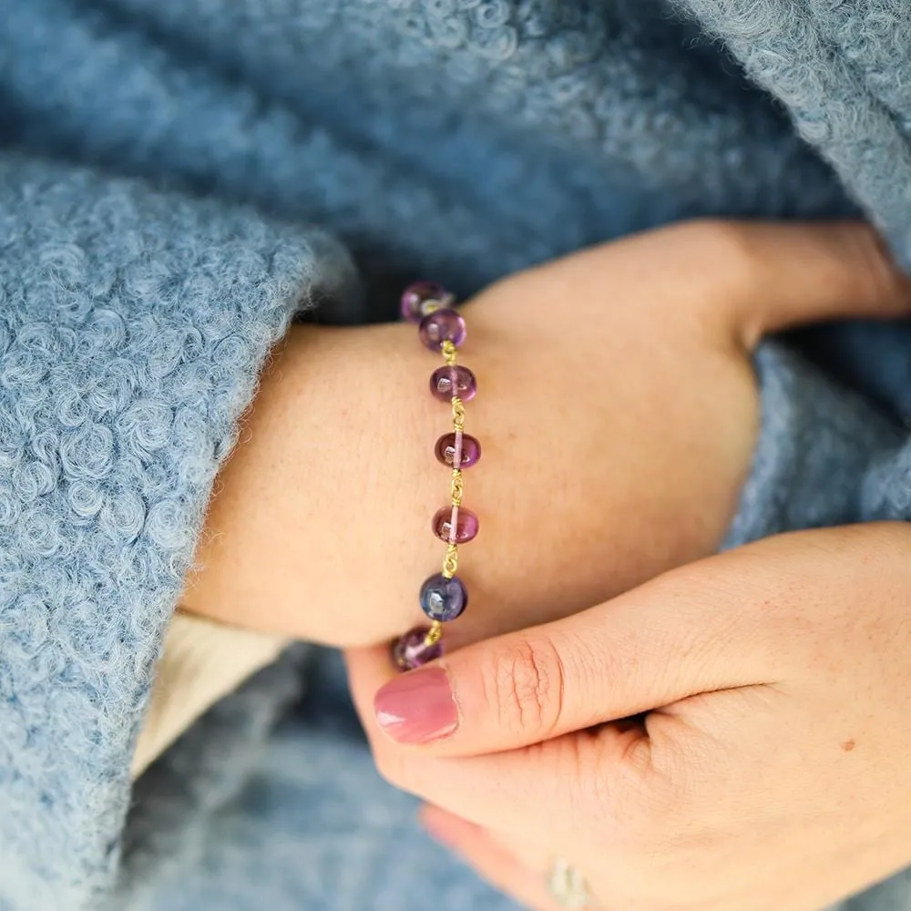 Mallary Marks 18K and 22K Yellow Gold Amethyst and Tanzanite Bracelet