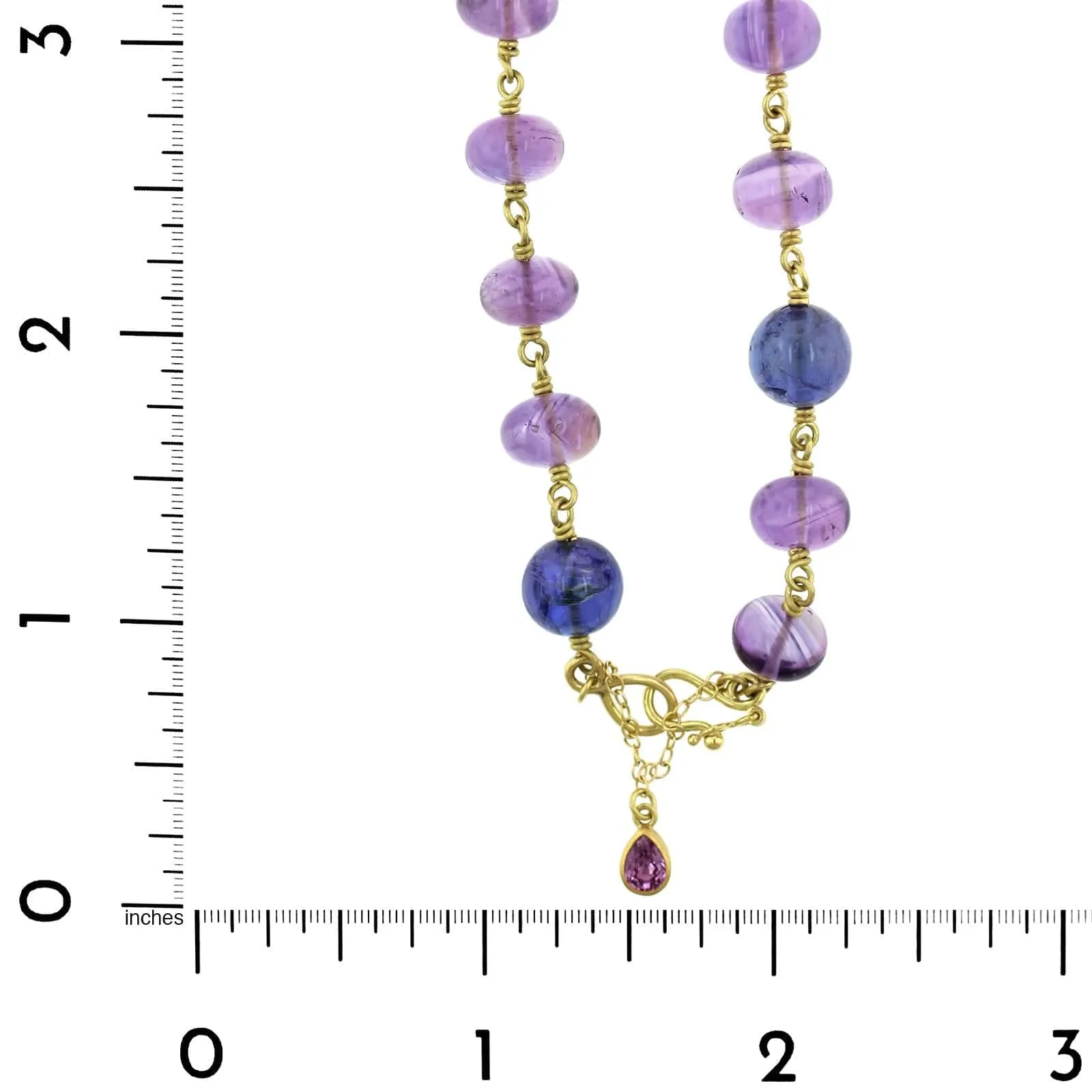 Mallary Marks 18K and 22K Yellow Gold Amethyst and Tanzanite Bracelet