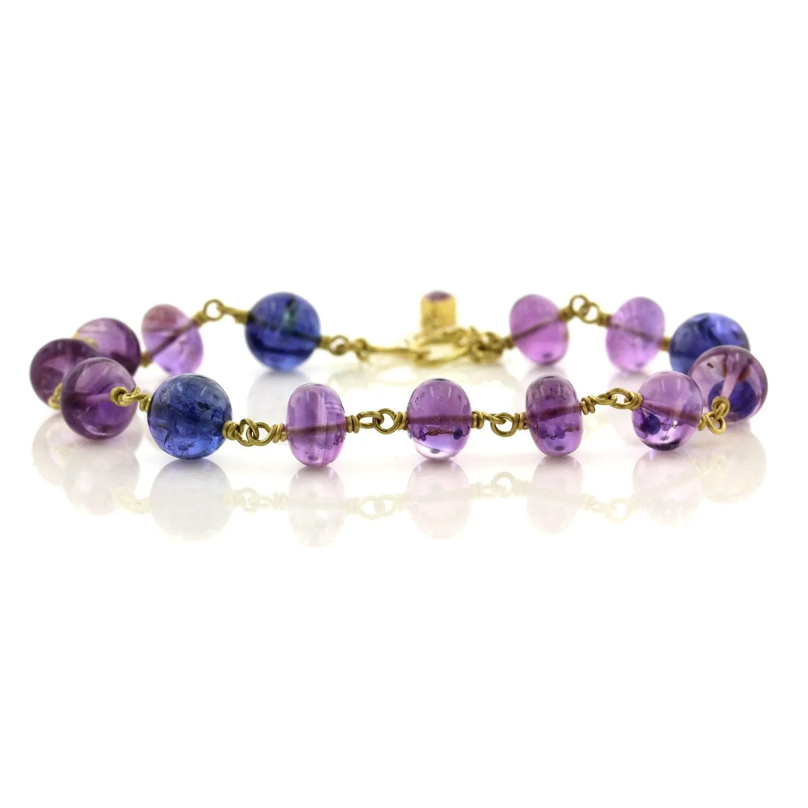 Mallary Marks 18K and 22K Yellow Gold Amethyst and Tanzanite Bracelet