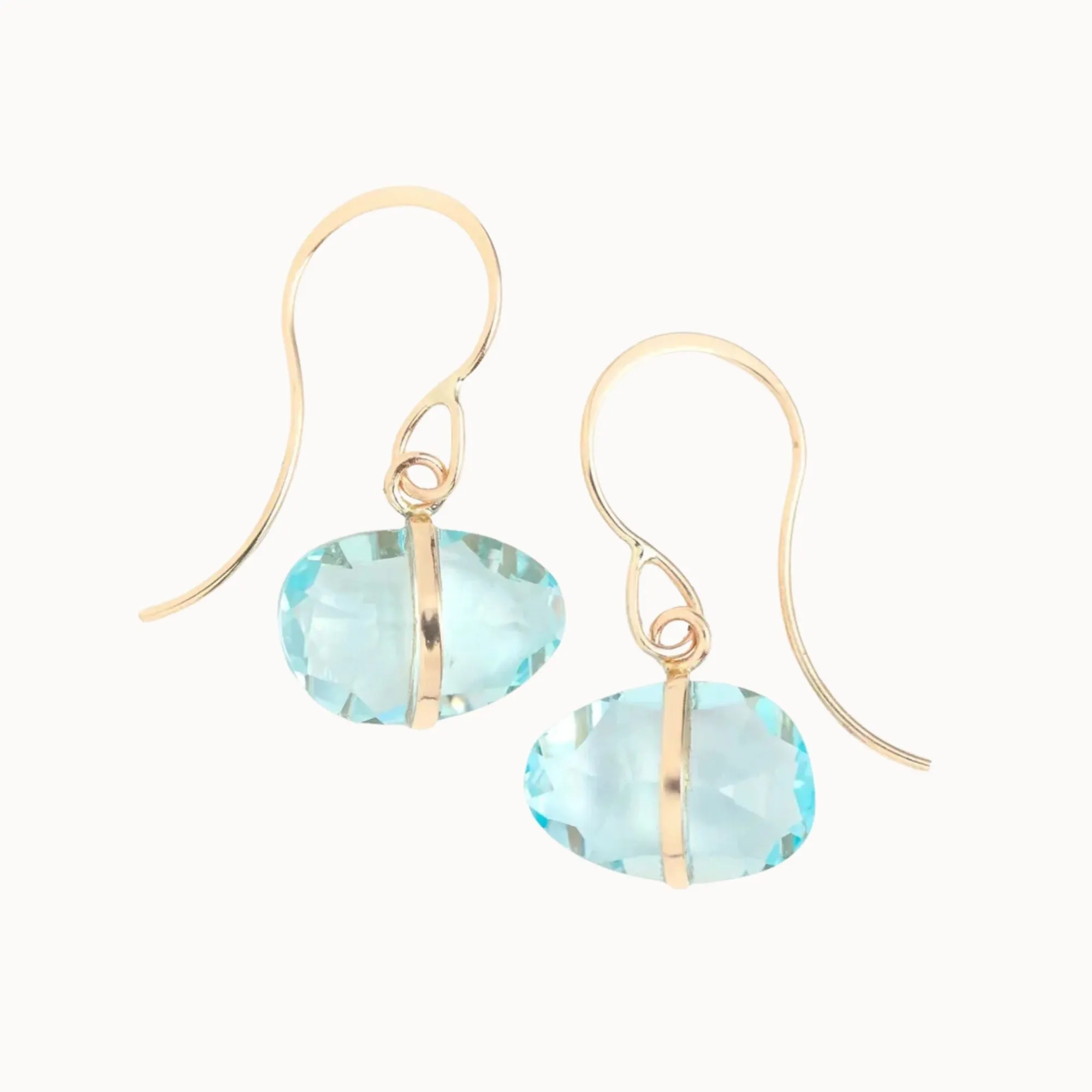 Melissa Joy Manning 14k Gold Blue Topaz Single Drop Earrings