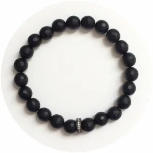 Mens Matte Black Onyx with Gumetal Pavé Mini Spacer