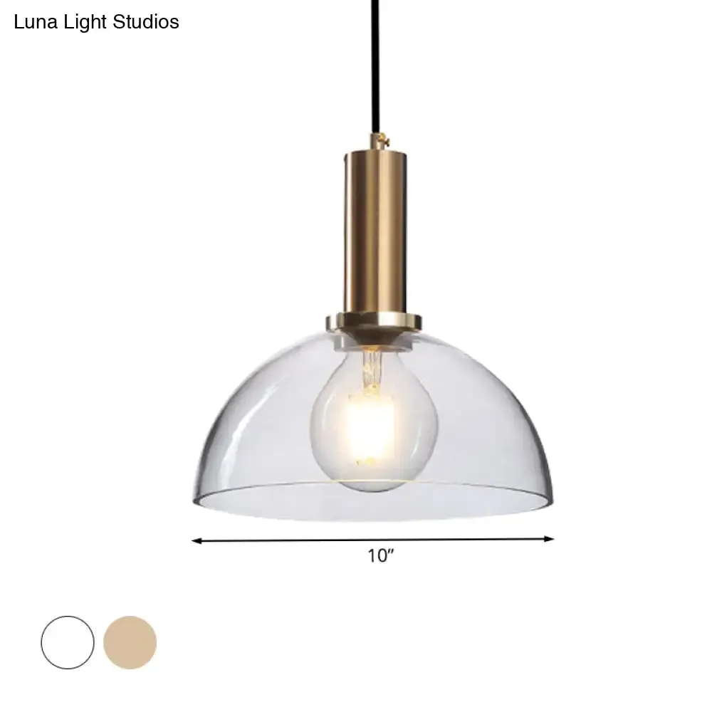 Modern Amber/Clear Glass Curved Shade Pendant Light for Living Room with Brass Lamp Socket