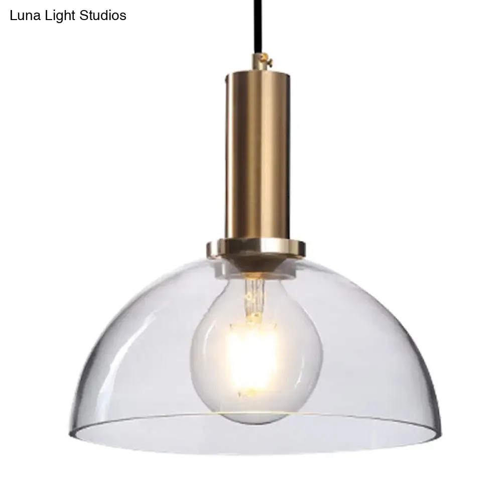 Modern Amber/Clear Glass Curved Shade Pendant Light for Living Room with Brass Lamp Socket