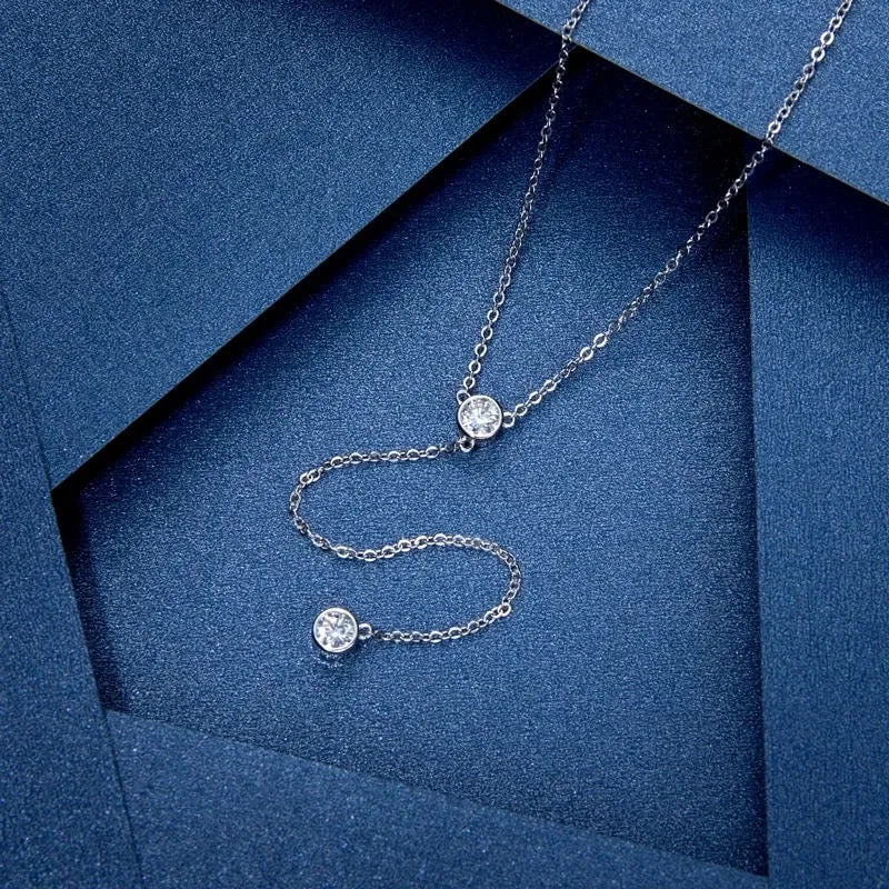 Moissanite Diamond Lariat Necklace