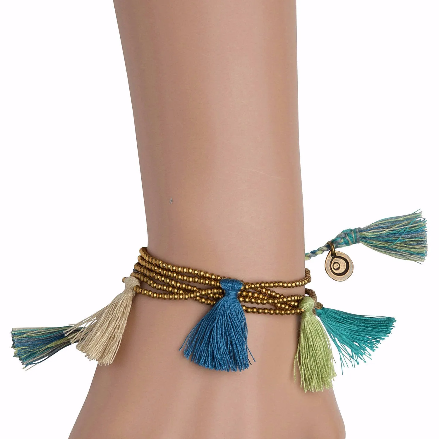 Multi Tassel Bead Drawstring Bracelet