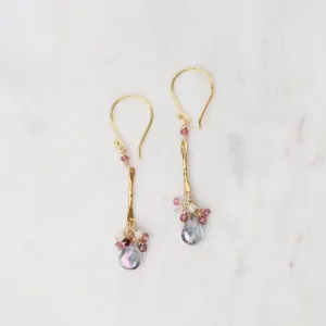 Mystic Topaz & Ruby Gold Bar Earrings