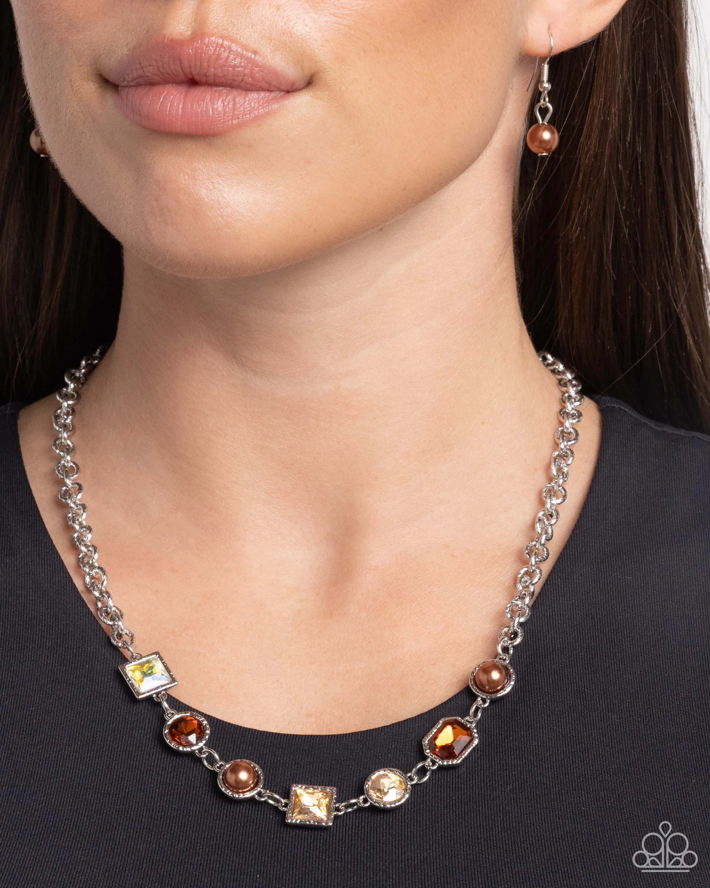 Necklaces Bejeweled Bravado - Brown N91