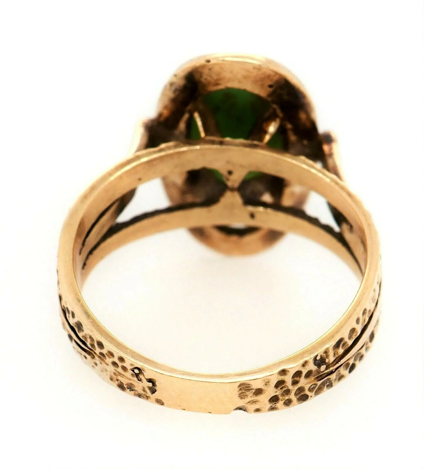 Nephrite Jade Dress Ring 9ct Yellow Gold Jewellery Split Shoulder Band Size L