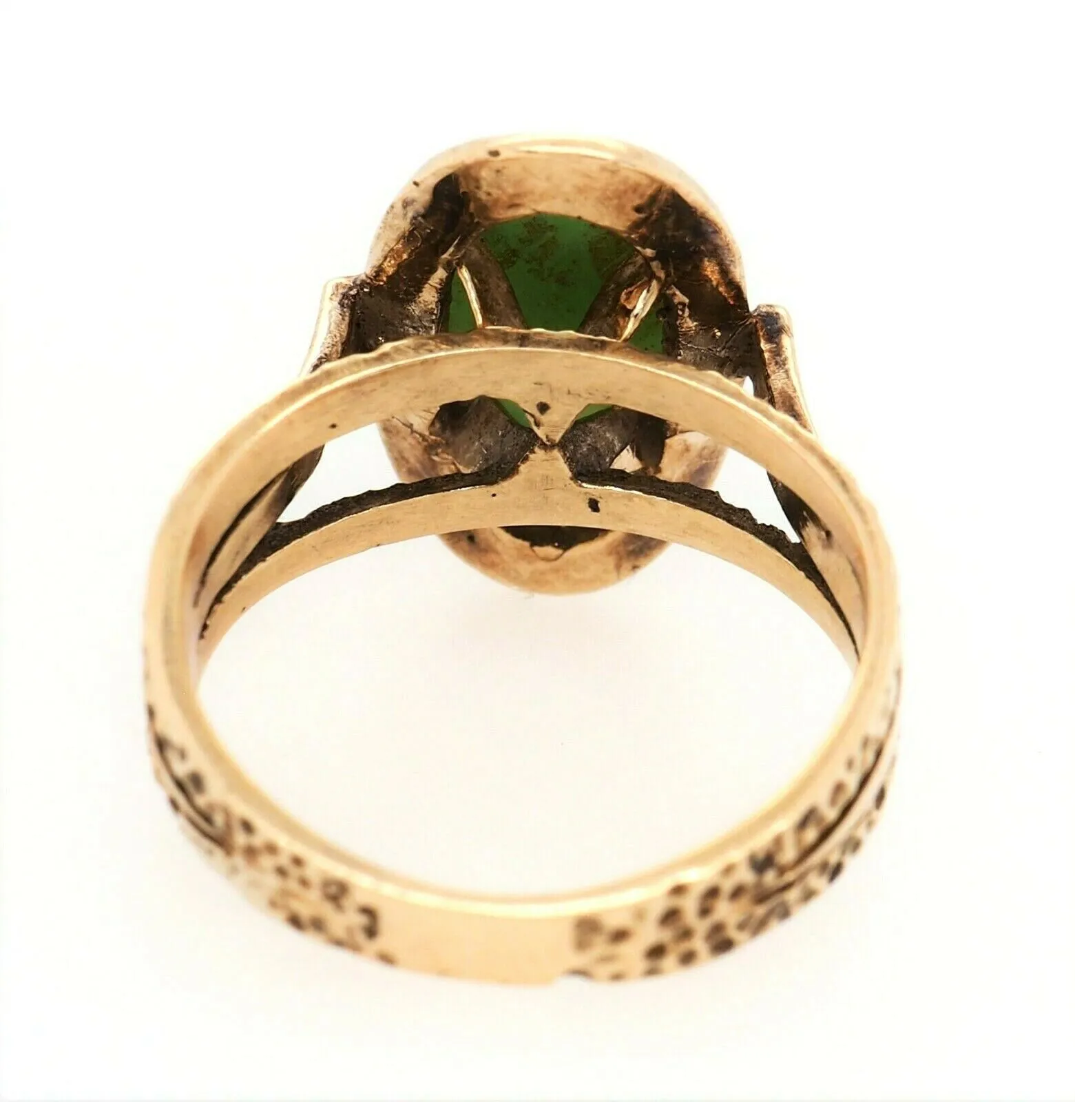 Nephrite Jade Dress Ring 9ct Yellow Gold Jewellery Split Shoulder Band Size L