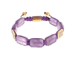 Nialaya CZ Amethyst 18K Gold 925 Bracelet