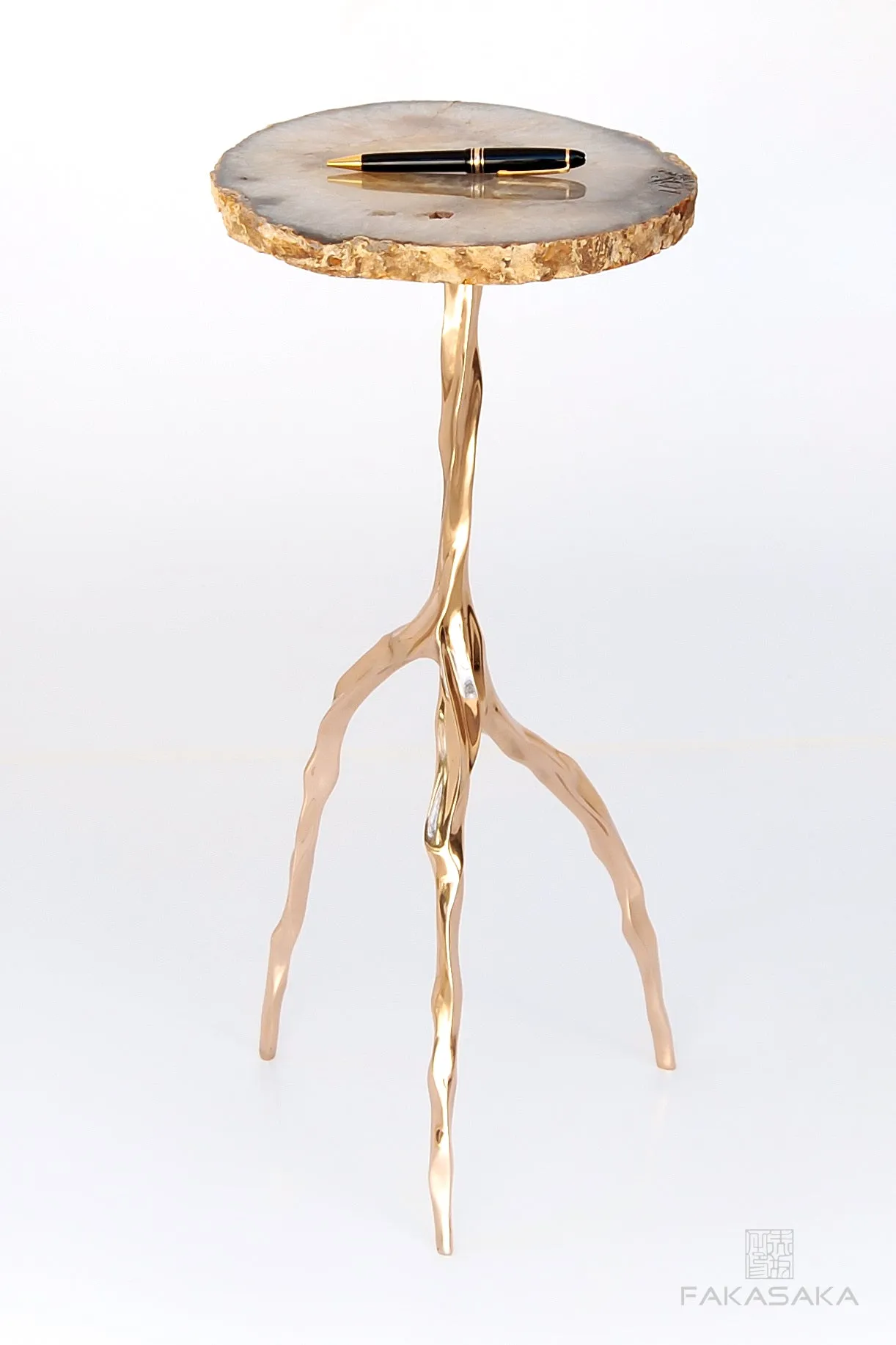 NINA DRINK TABLE<br><br>AGATE<br>POLISHED BRONZE