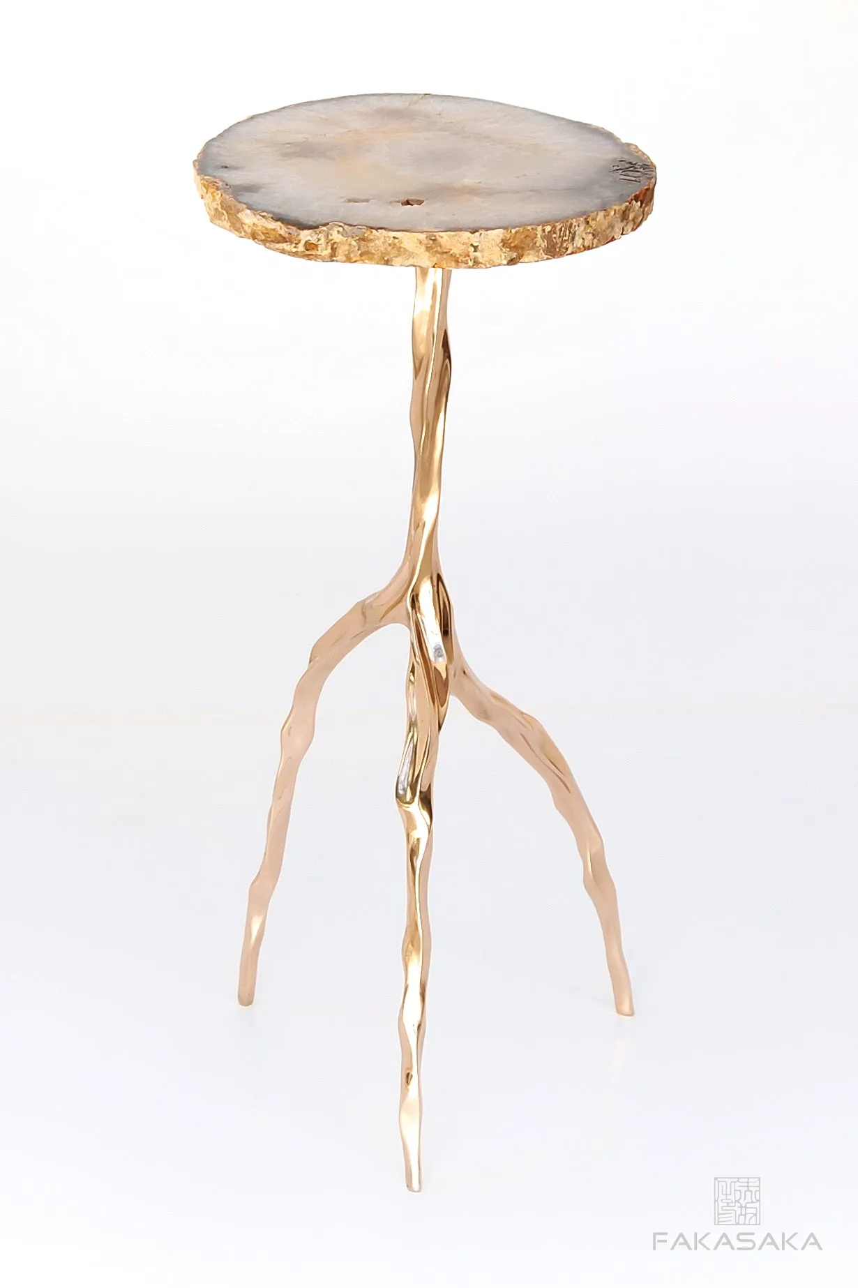 NINA DRINK TABLE<br><br>AGATE<br>POLISHED BRONZE