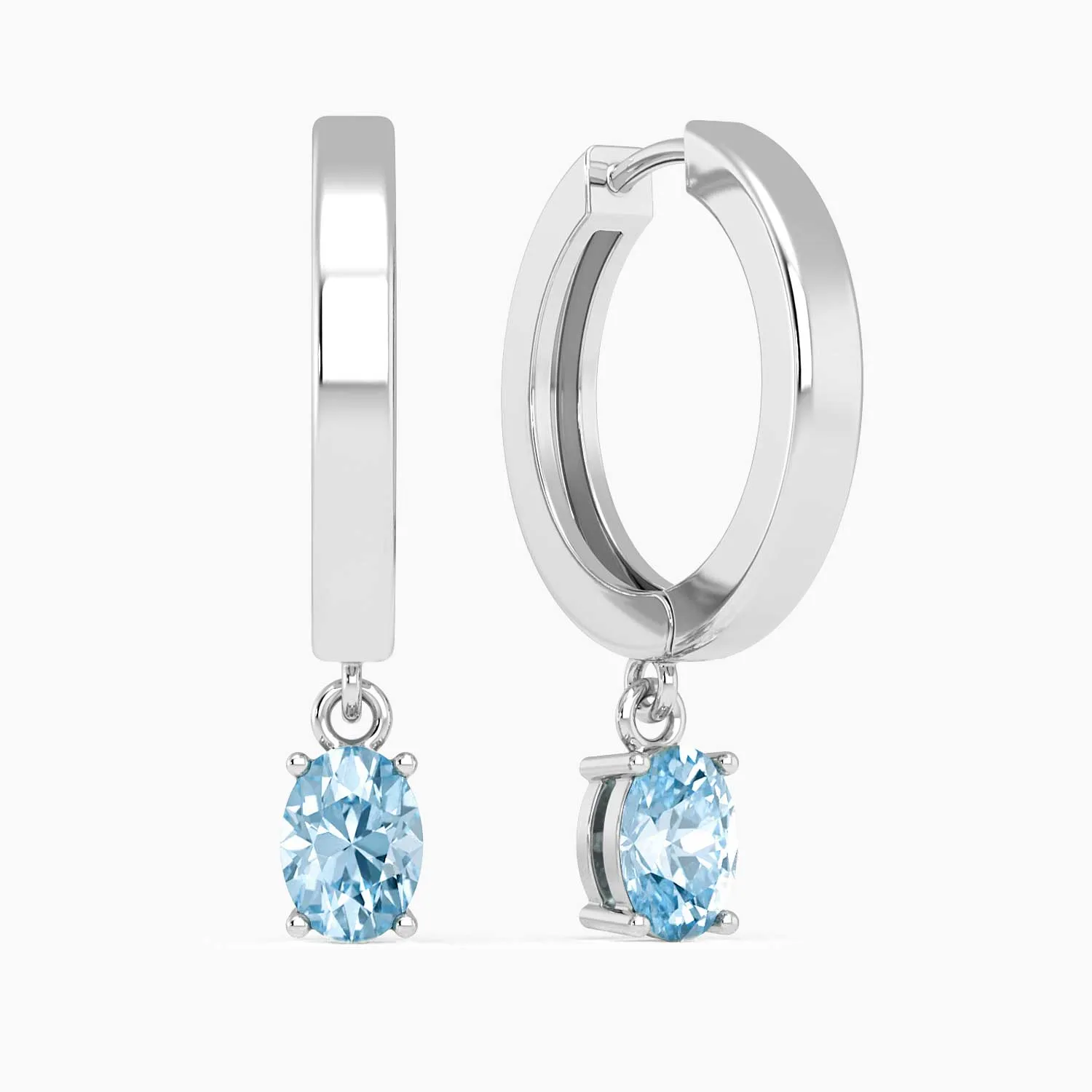 Oval Shape Topaz Round Hoop Drop Earrings in Silver - Irosk Australia ®