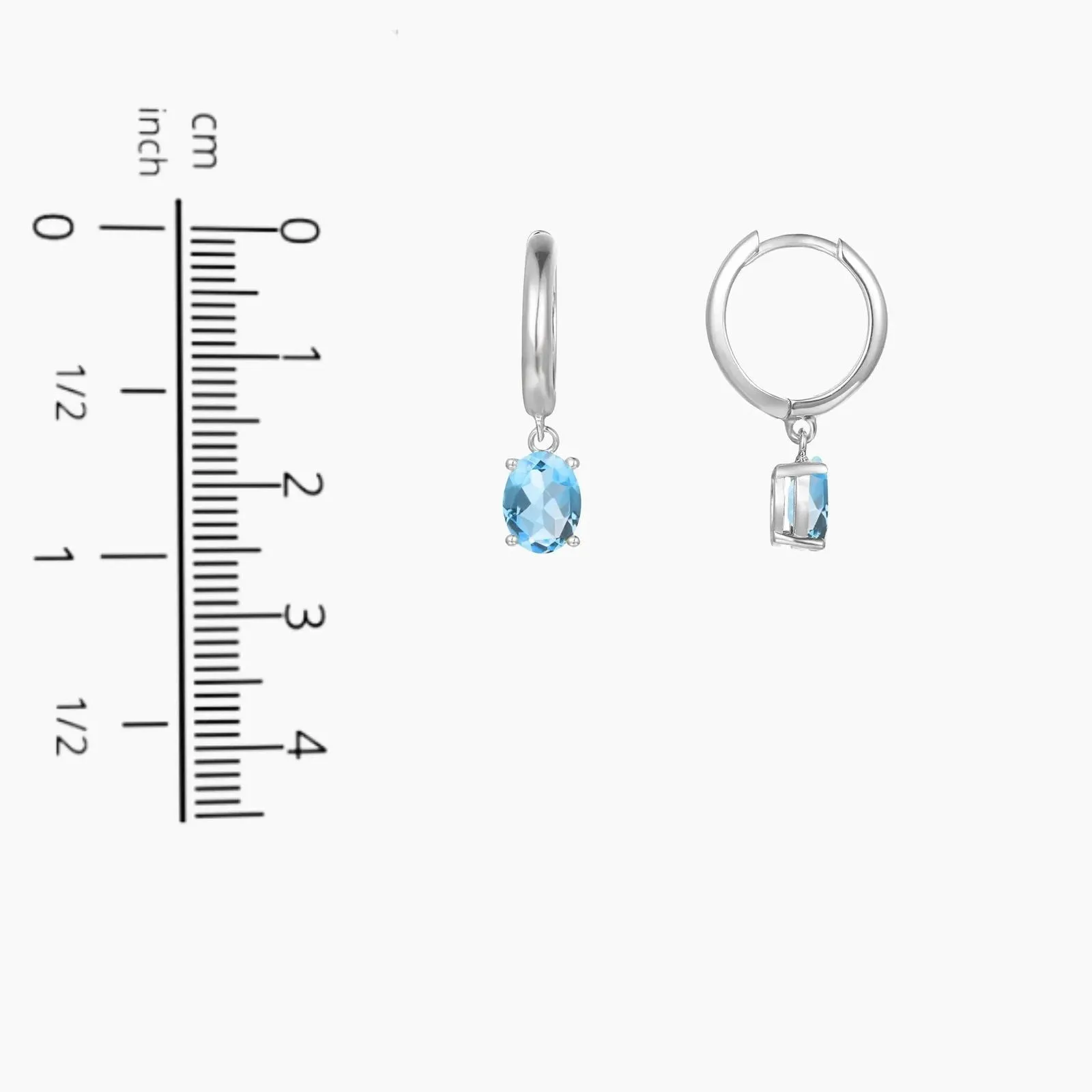 Oval Shape Topaz Round Hoop Drop Earrings in Silver - Irosk Australia ®